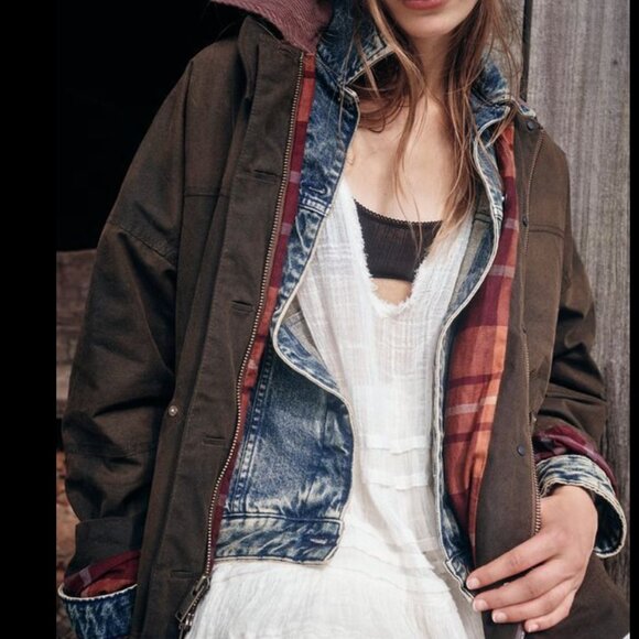 Free People We The Free Cori Waxed Jacket Olive Sz XS - Picture 10 of 10